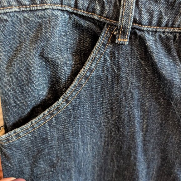 Zara Horseshoe Barrel Jeans Size 8 High Waist Sculpted Leg Dark Blue Wash Denim - Picture 8 of 11